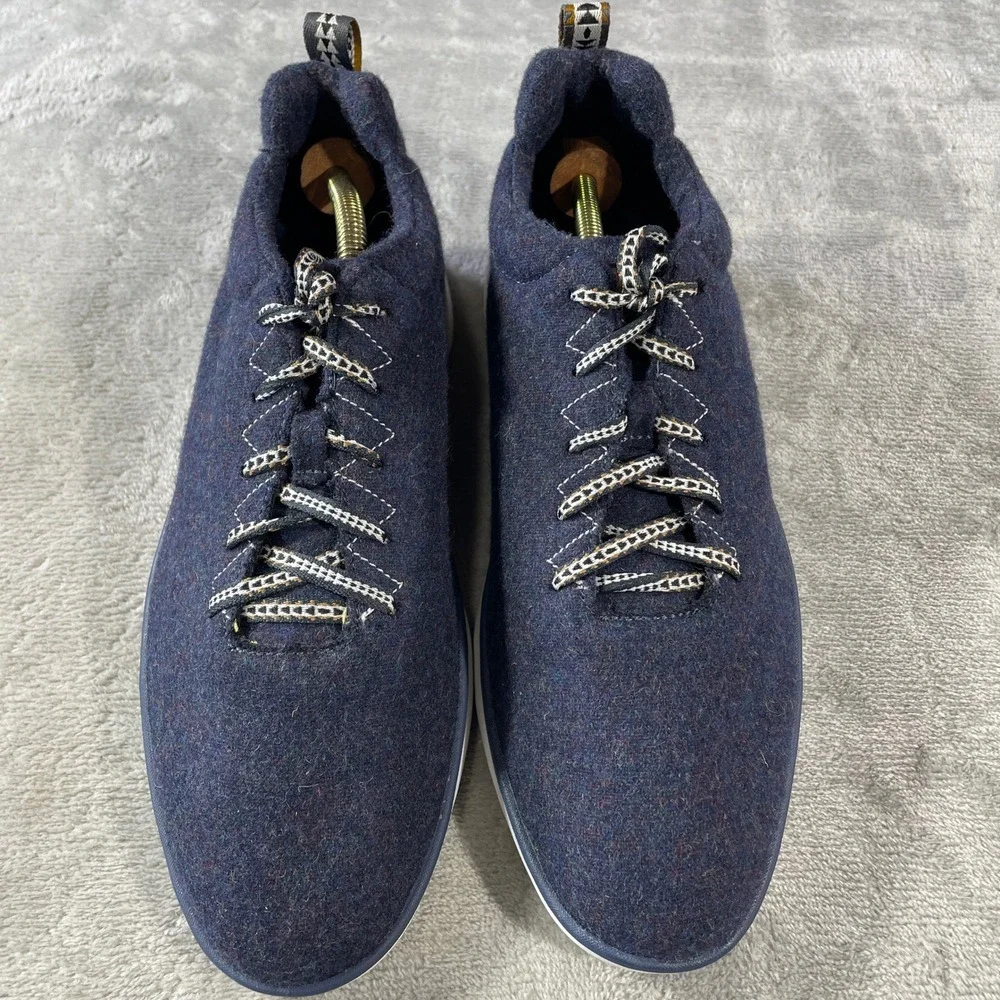 Pendleton Wool Sneakers Shoes Men 9.5 Navy Blue Lace‎ Up Vibram Sole Casual